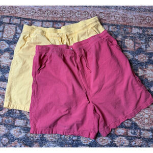 VTG Erika Womens XL Bermuda Shorts Lot 2 Pink Yellow Cotton Drawstring Y2K